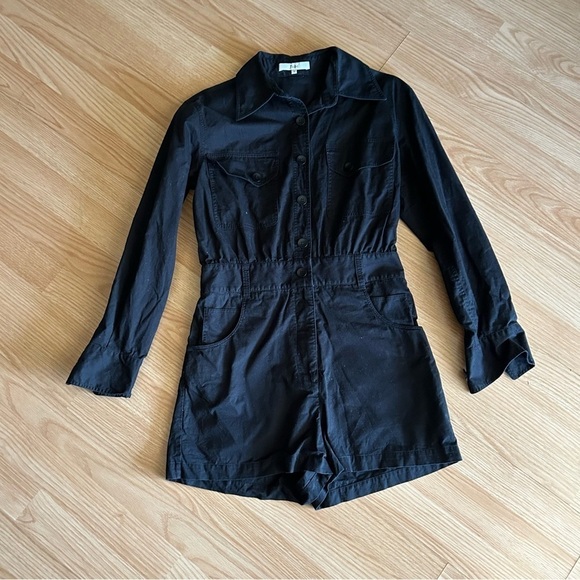 Tibi Black Long Sleeve Button Romper Women’s 2 - Picture 1 of 10